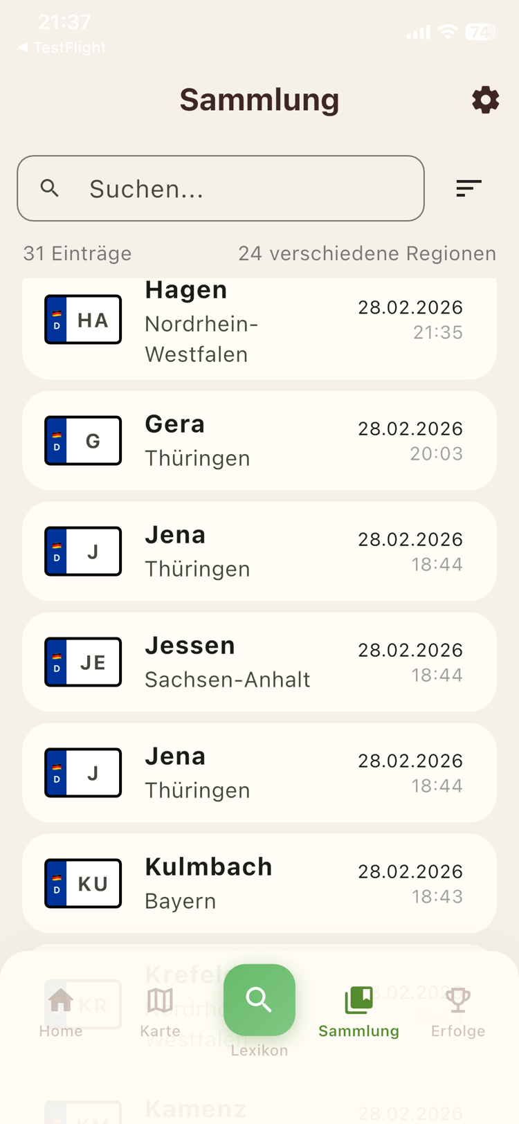 Kennzeichen-Sammlung sortiert nach Regionen und Bundesländern